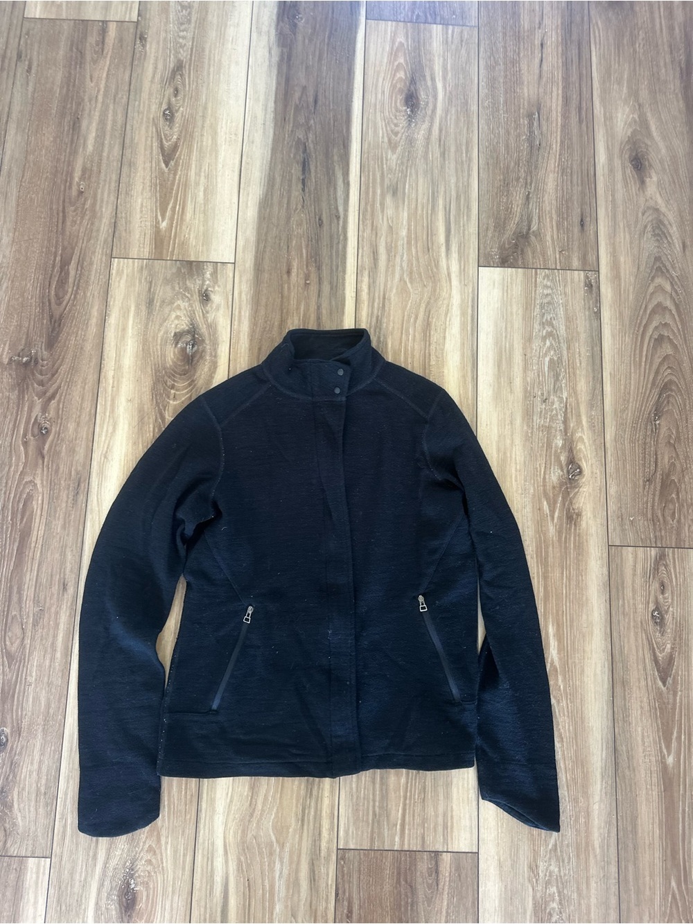 Ibex womens Black full Zip-Front sweater size small